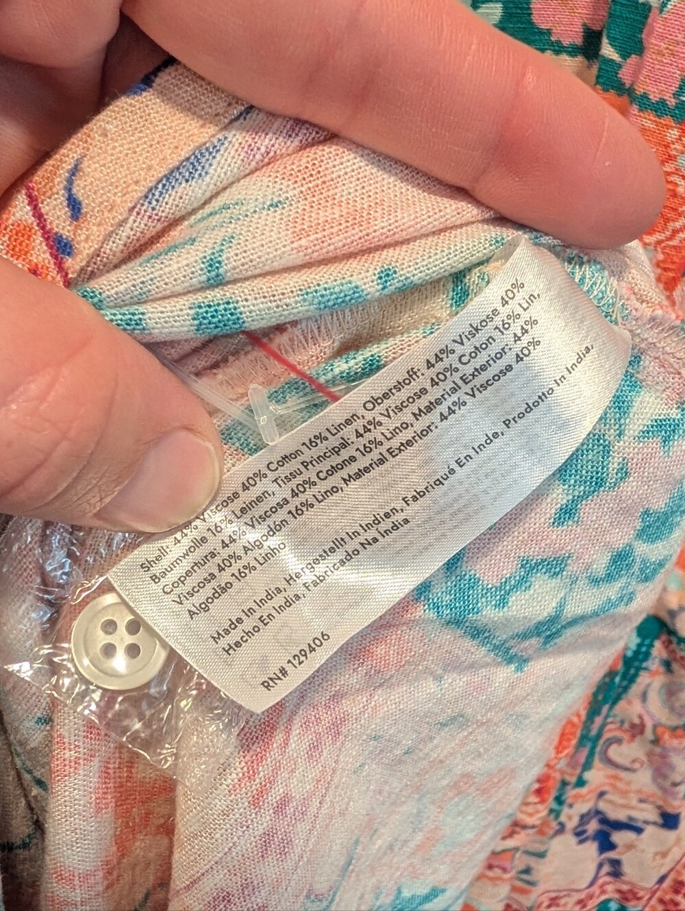 VENUS Women's Coral Floral Patchwork Collared Shirt Dress Linen blend Size 4 - Picture 10 of 11